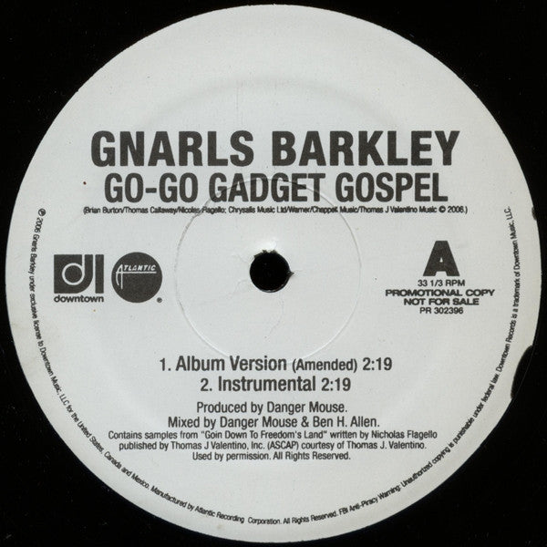 Gnarls Barkley : Go-Go Gadget Gospel / Gone Daddy Gone (12", Promo)