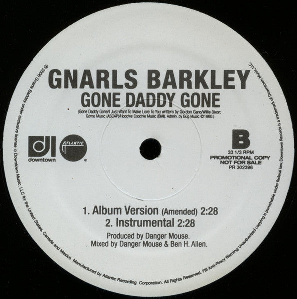 Gnarls Barkley : Go-Go Gadget Gospel / Gone Daddy Gone (12", Promo)