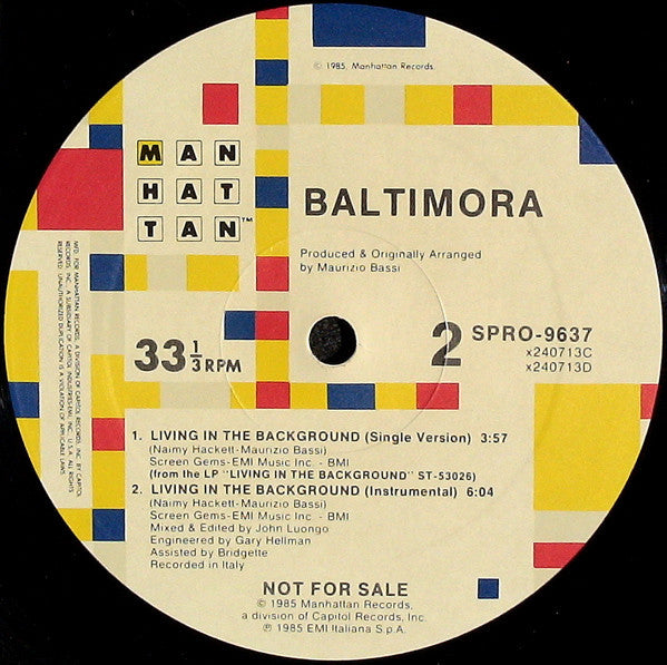 Baltimora : Living In The Background (Club Mix) (12", Promo)