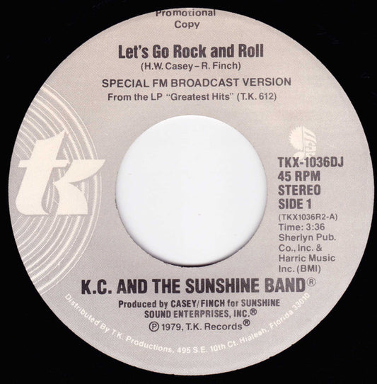KC & The Sunshine Band : Let's Go Rock And Roll (7", Mono, Promo)