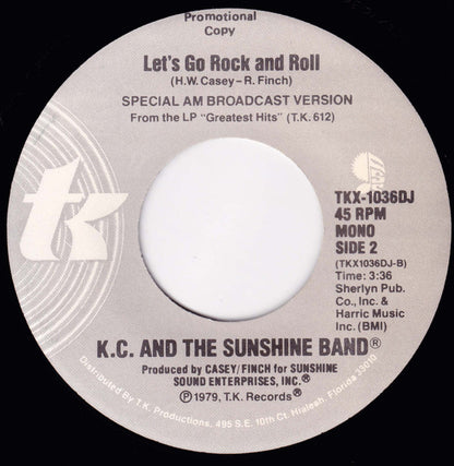 KC & The Sunshine Band : Let's Go Rock And Roll (7", Mono, Promo)