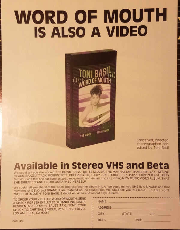 Toni Basil : Word Of Mouth (LP, Album, Ter)