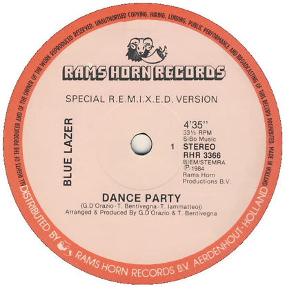Blue Lazer : Dance Party / Just A Little More Loving Every Night (12")