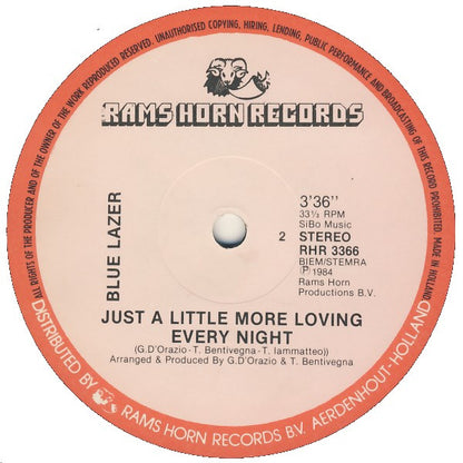 Blue Lazer : Dance Party / Just A Little More Loving Every Night (12")