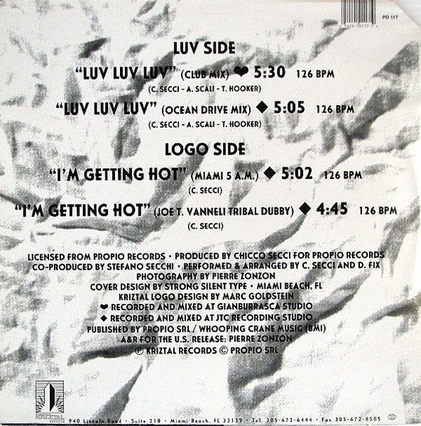 Chicco Secci Project : Luv Luv Luv (12", Maxi, Promo)