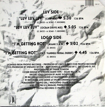 Chicco Secci Project : Luv Luv Luv (12", Maxi, Promo)