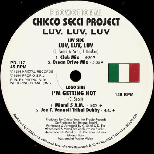 Chicco Secci Project : Luv Luv Luv (12", Maxi, Promo)