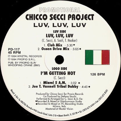 Chicco Secci Project : Luv Luv Luv (12", Maxi, Promo)