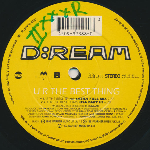 D:Ream : U R The Best Thing (12", Single, RE)