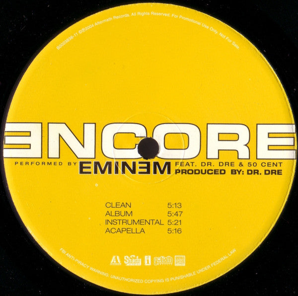 Eminem Feat. Dr. Dre & 50 Cent : Encore (12", Promo)