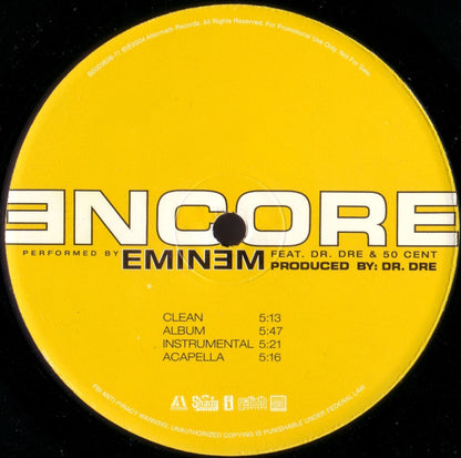 Eminem Feat. Dr. Dre & 50 Cent : Encore (12", Promo)