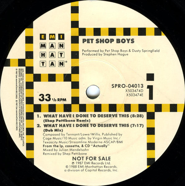 Pet Shop Boys : What Have I Done To Deserve This? / Rent (12", Promo)