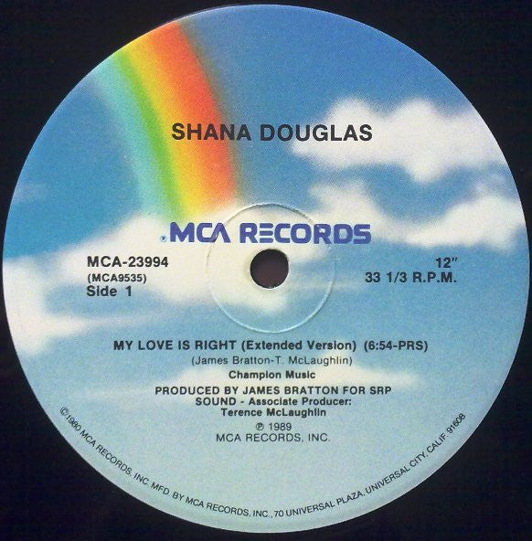 Shana Douglas : My Love Is Right (12")