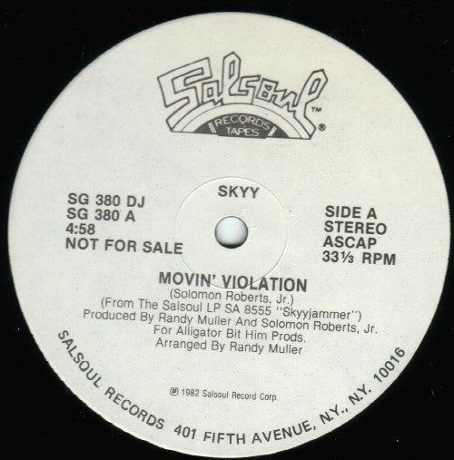 Skyy : Movin' Violation / Get Into The Beat (12", Single, Promo)
