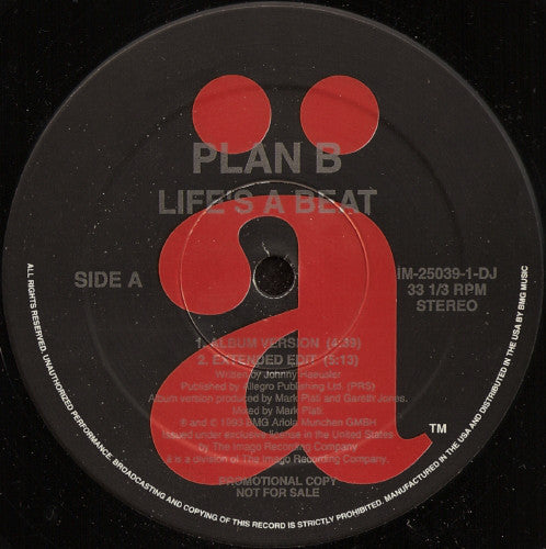 Plan B (2) : Life's A Beat (12", Promo)