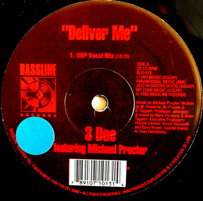 The Urban Blues Project* Presents 3Dee* Featuring Michael Procter : Deliver Me (2x12")