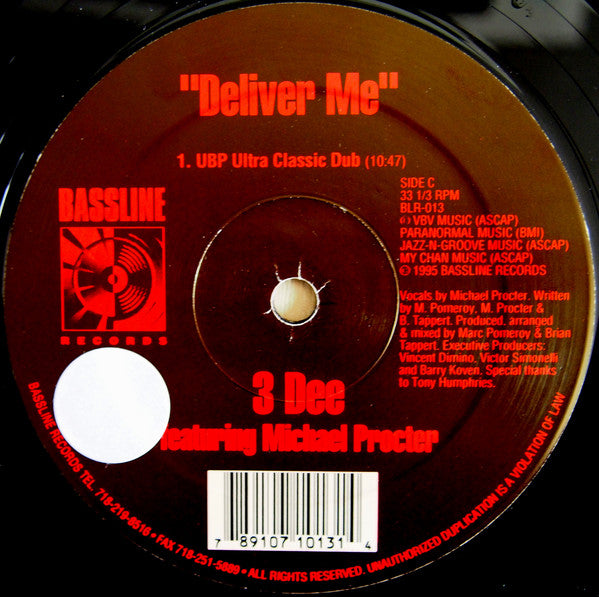The Urban Blues Project* Presents 3Dee* Featuring Michael Procter : Deliver Me (2x12")