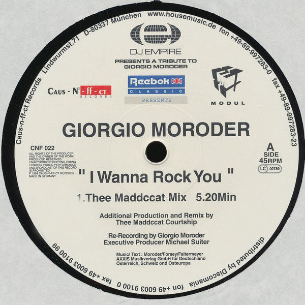 Giorgio Moroder : I Wanna Rock You (12")
