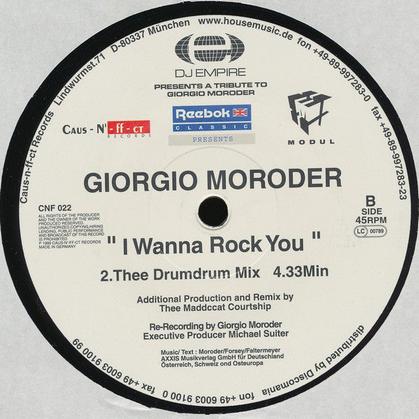 Giorgio Moroder : I Wanna Rock You (12")