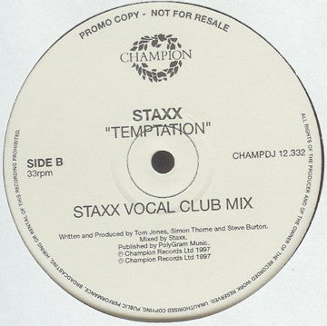 Staxx : Temptation (2x12", Promo)