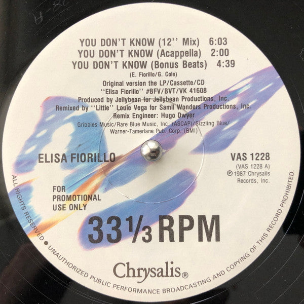 Elisa Fiorillo : You Don't Know (12", Promo)