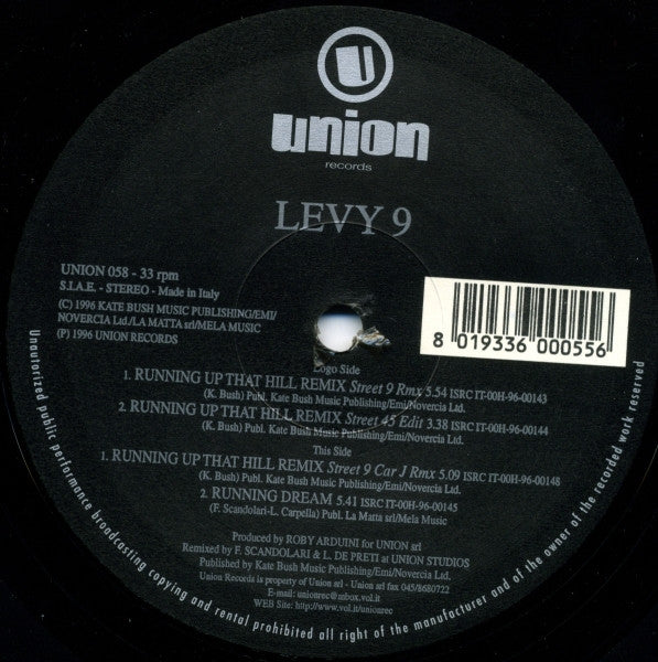 Levy 9 : Running Up That Hill (Remix) (12")