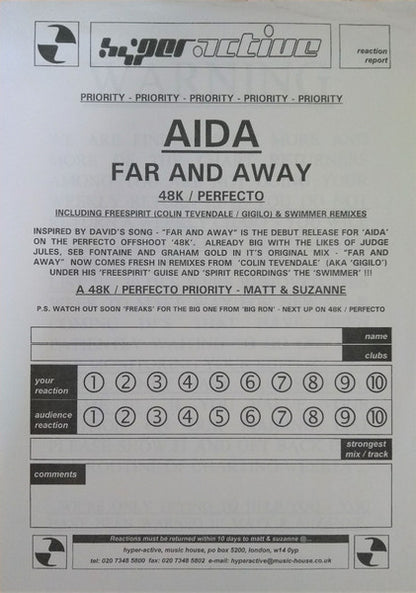 AIDA* : Far And Away (12", Single, Promo)