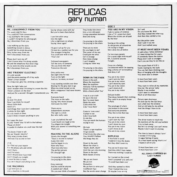 Gary Numan + Tubeway Army : Replicas (LP, Album, MO )
