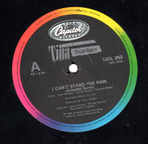 Tina Turner : I Can't Stand The Rain b/w Let's Pretend We're Married (12", Single)