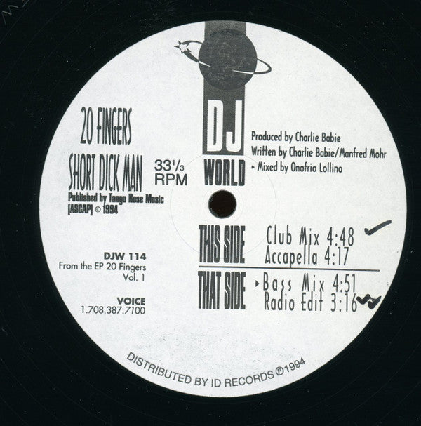 20 Fingers : Short Dick Man (12")