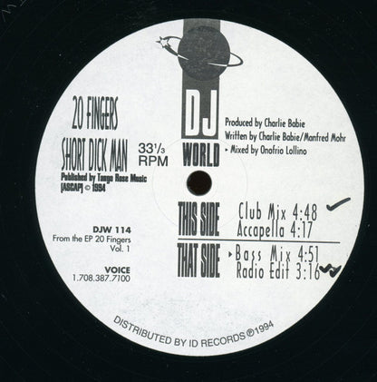 20 Fingers : Short Dick Man (12")