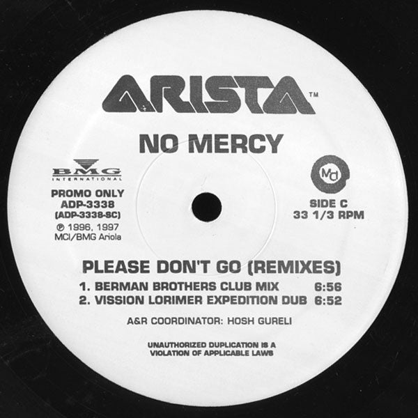 No Mercy : Please Don't Go (Remixes) (2x12", Promo)
