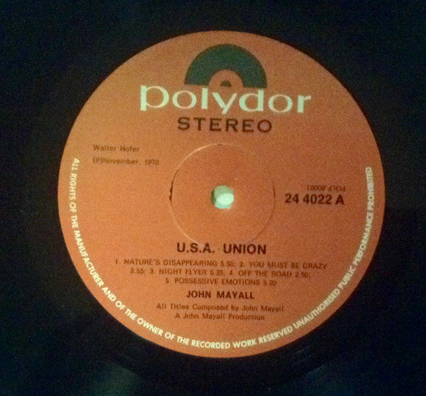 John Mayall : U.S.A. Union (LP, Album)