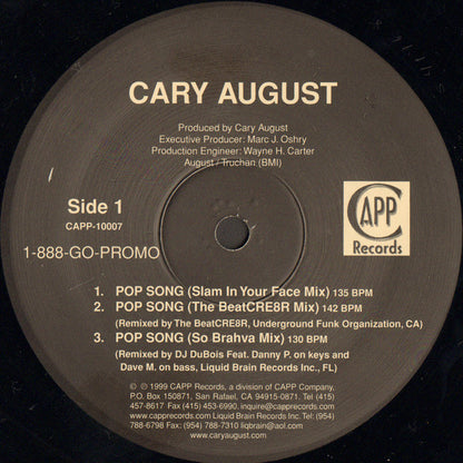Cary August : Pop Song / It's Not A Dream (12")