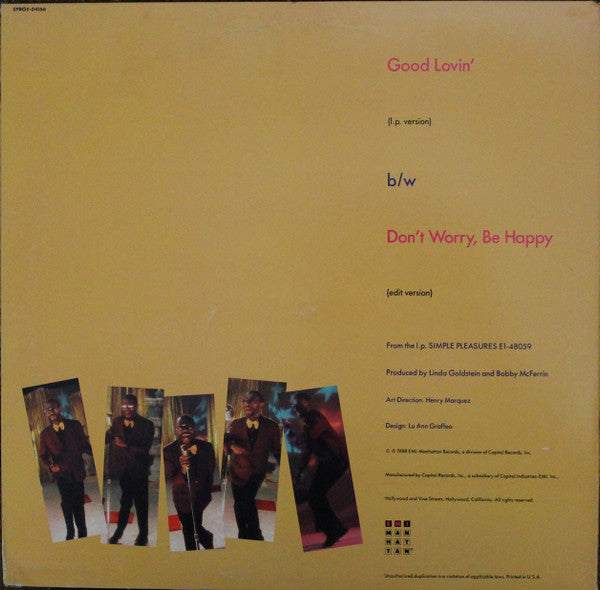 Bobby McFerrin : Good Lovin' / Don't Worry Be Happy  (12", Promo)