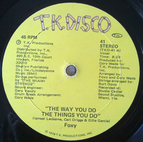 Foxy : The Way You Do The Things You Do (12")