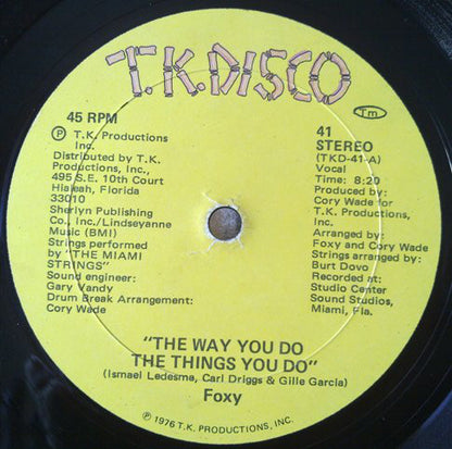 Foxy : The Way You Do The Things You Do (12")
