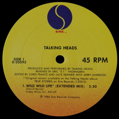Talking Heads : Wild Wild Life (12", Maxi, All)