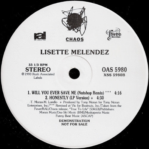 Lisette Melendez : Will You Ever Save Me (12", Promo)
