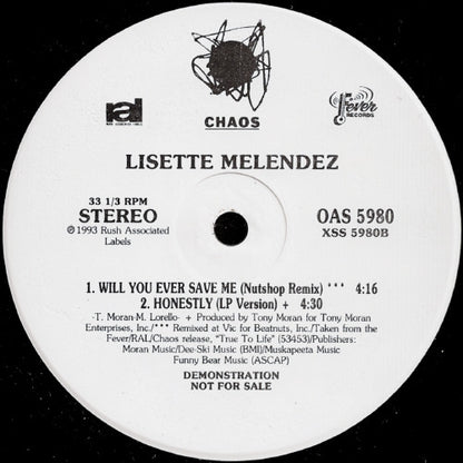 Lisette Melendez : Will You Ever Save Me (12", Promo)