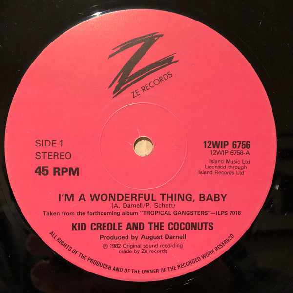 Kid Creole & The Coconuts* : I'm A Wonderful Thing (12", Single)