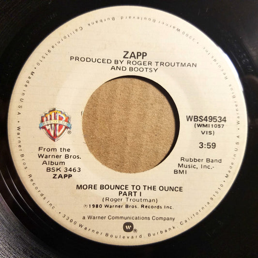 Zapp : More Bounce To The Ounce (7", Single, Spe)