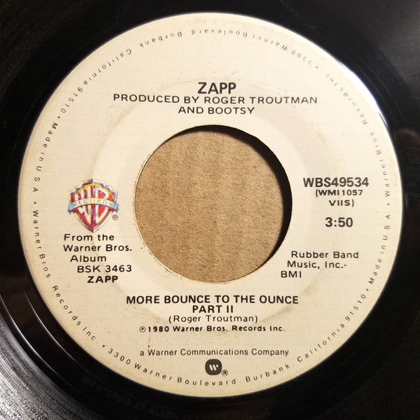 Zapp : More Bounce To The Ounce (7", Single, Spe)