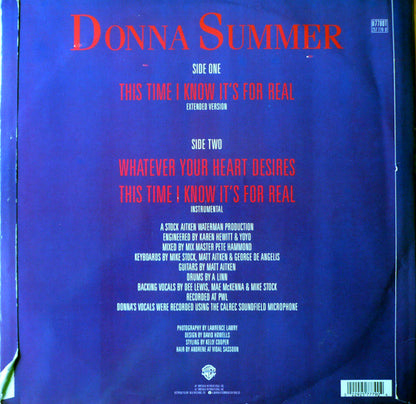 Donna Summer : This Time I Know It's For Real (12", Single, Dam)