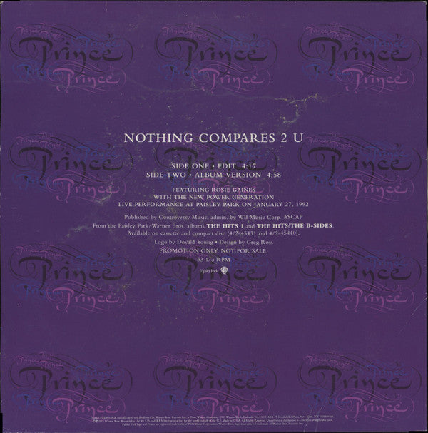 Prince : Nothing Compares 2 U (12", Promo)