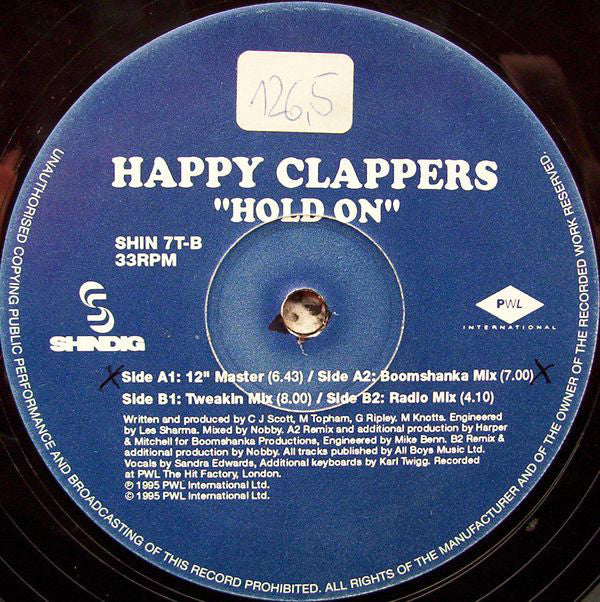 Happy Clappers : Hold On (12")