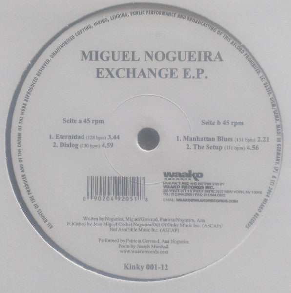 Miguel Nogueira : Exchange E.P. (12", EP)