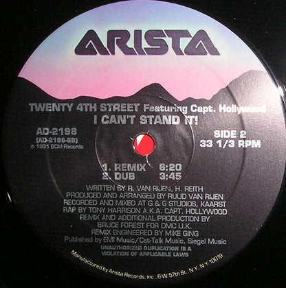 Twenty 4th Street Featuring Capt. Hollywood* : I Can't Stand It! (12", Tra)