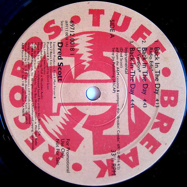 Dred Scott : Back In The Day / Can't Hold It Back (12", Promo)