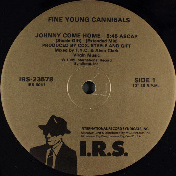 Fine Young Cannibals : Johnny Come Home (Extended Mix) (12", Gol)